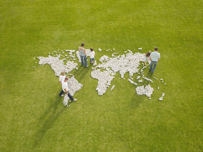 Map of the world made with stones