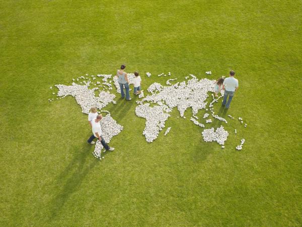 Map of the world made with stones